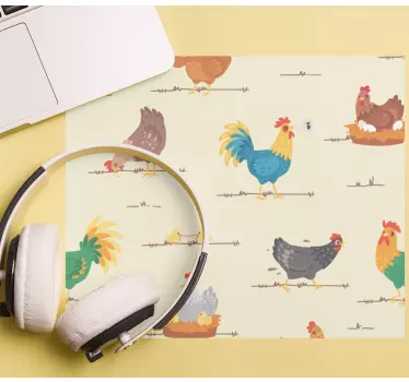 Originálna podložka pod myš s farebnými kuracími motívmi - Tenstickers