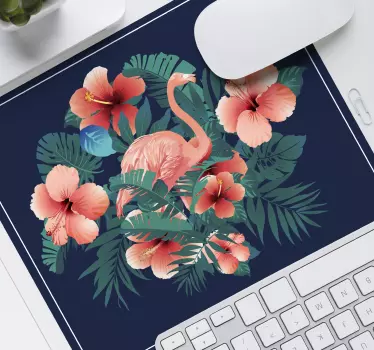 Originálna podložka pod myš s plameniakmi a kvetmi - Tenstickers