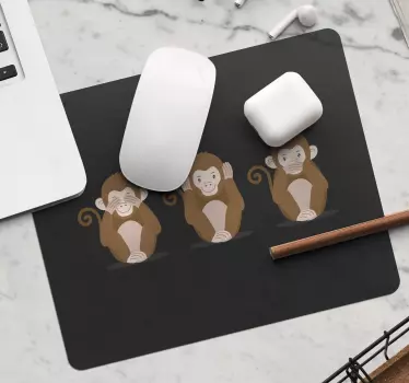 Originálna podložka pod myš s tromi opicami emoji - Tenstickers