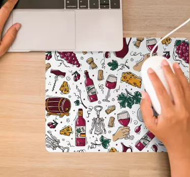 Originálna podložka pod myš s vínovou tematikou - Tenstickers