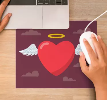 Originálna podložka pod myš srdce s krídlami - Tenstickers