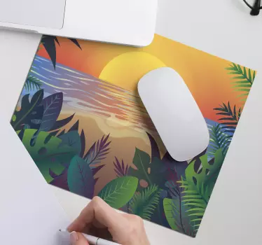 Originálna podložka pod myš tropická oáza západu slnka - Tenstickers