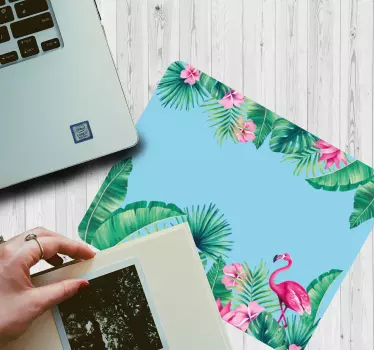 Originálna podložka pod myš tropický raj s plameniakmi - Tenstickers