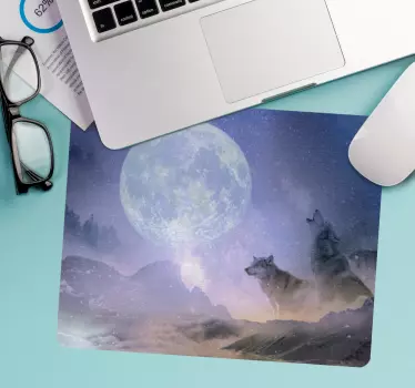 Originálna podložka pod myš vlci pod mesiacom - Tenstickers
