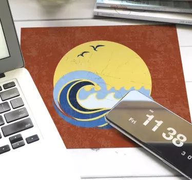 Originálna podložka pod myš vlny pod západom slnka - Tenstickers