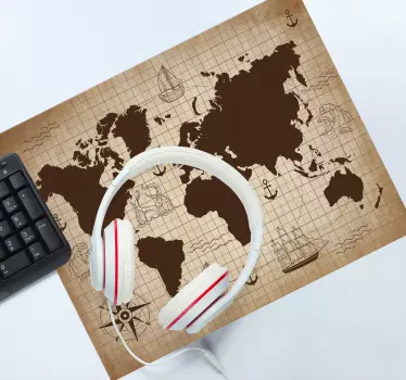 Podložka pod myš mapa sveta retro globus mapa - Tenstickers