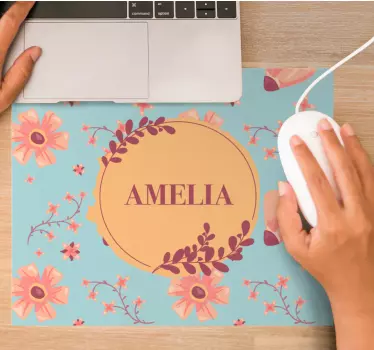 Podložka pod myš s menom botanický personalizovaný akcent - Tenstickers
