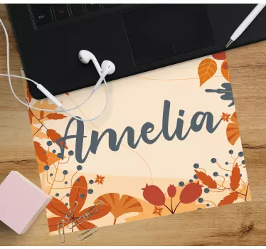 Podložka pod myš s menom elegantná jesenná kvetinová - Tenstickers