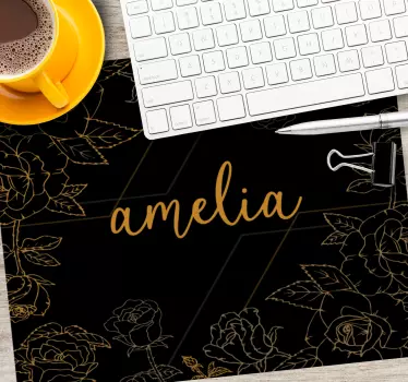 Podložka pod myš s menom elegantná kvetinová personalizácia - Tenstickers
