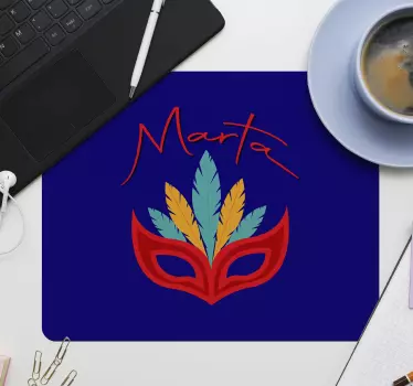 Podložka pod myš s menom farebná pierková maska - Tenstickers