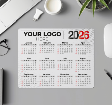 Podložka pod myš s menom kalendár 2026 s logom - Tenstickers