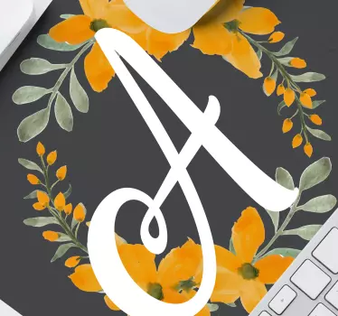 Podložka pod myš s menom kvetinová iniciála a - Tenstickers