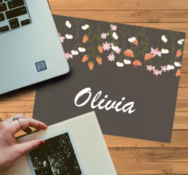 Podložka pod myš s menom kvetinový osobný dizajn - Tenstickers