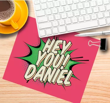 Podložka pod myš s menom odvážna komiksová správa - Tenstickers