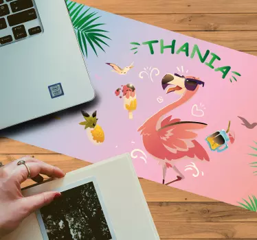 Podložka pod myš s menom tropický plameniak - Tenstickers