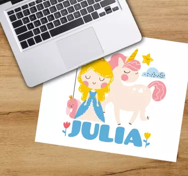 Podložka pod myš s menom princezná a jednorožec - Tenstickers