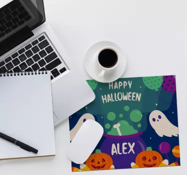 Podložka pod myš s menom s halloweenským pozdravom - Tenstickers