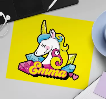 Podložka pod myš s menom s jednorohom v dizajne - Tenstickers