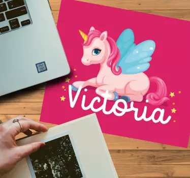 Podložka pod myš s menom s roztomilým dizajnom jednorožca - Tenstickers