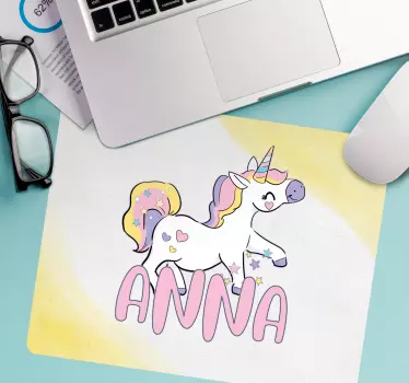 Podložka pod myš s menom s témou jednorožca - Tenstickers