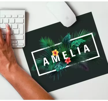 Podložka pod myš s menom tropická kvetinová kompozícia - Tenstickers