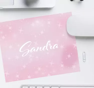 Podložka pod myš s menom v ružovom lesku - Tenstickers