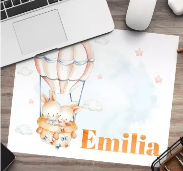 Podložka pod myš s menom zajačik vo vzducholodi - Tenstickers