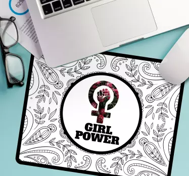 Podložka pod myš s textom kvetinový symbol posilnenia - Tenstickers