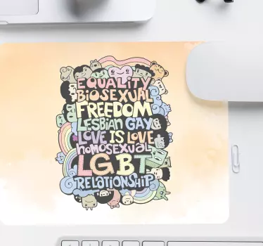 Podložka pod myš s textom prijatie lásky a rovnosti - Tenstickers