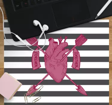 Podložka pod myš s textom srdce so šípkami - Tenstickers