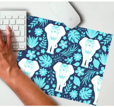 Podložka pod myš so vzorom elegantný slon s kvetmi - Tenstickers