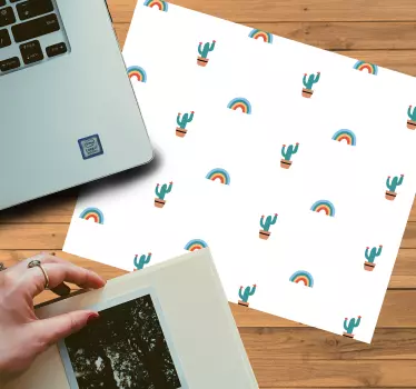 Podložka pod myš so vzorom farebné kaktusové dúhy - Tenstickers