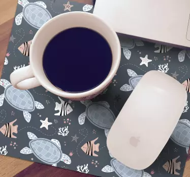 Podložka pod myš so vzorom korytnačka a ryby - Tenstickers