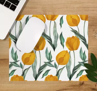 Podložka pod myš so vzorom kvetinové žlté tulipány - Tenstickers