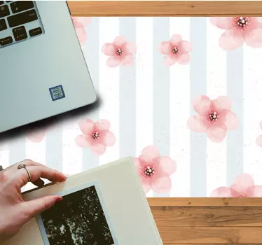 Podložka pod myš so vzorom kvetinový pruhový vzor - Tenstickers