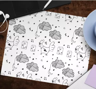 Podložka pod myš so vzorom pôvabné čierne ilustrácie - Tenstickers