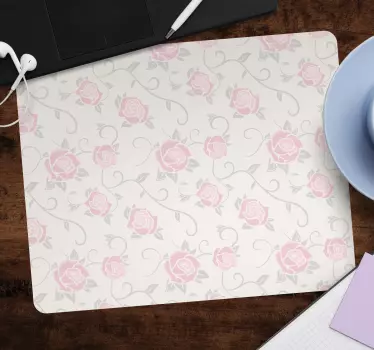 Podložka pod myš so vzorom rúžové kvety - Tenstickers