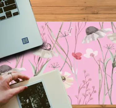 Podložka pod myš so vzorom ružový kvetinový pozadie - Tenstickers