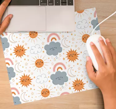 Podložka pod myš so vzorom veselý slnko a mraky - Tenstickers