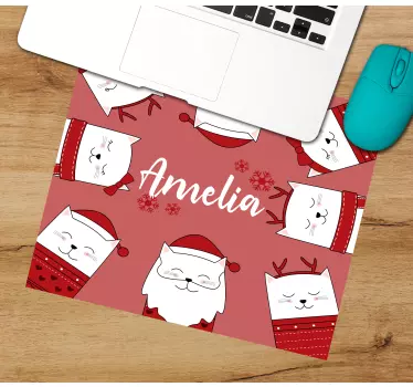 Podložka pod myš vianoce roztomilé mačacie tváre - Tenstickers