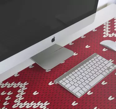 Podložka pod myš vianoce s červeným srdcovým vzorom - Tenstickers