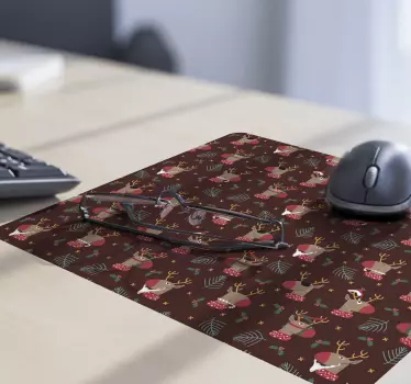 Podložka pod myš vianoce s veselým vzorom sobov - Tenstickers