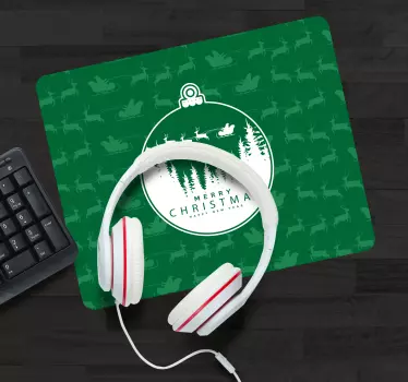 Podložka pod myš vianoce zelená ozdoba - Tenstickers