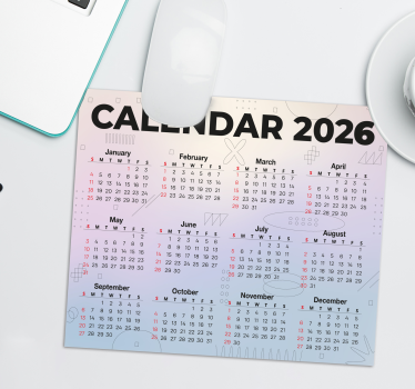 Podložka pod myš kalendár 2026 - Tenstickers