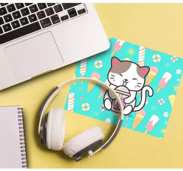 Roztomilá mačka so zmrzlinou originálna podložka pod myš - Tenstickers
