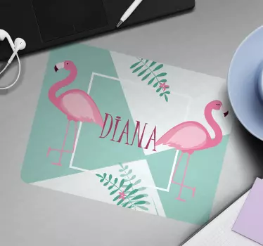 Podložka pod myš plameniaky a meno - Tenstickers