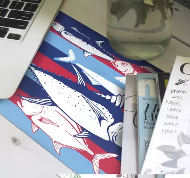 Ručné kreslenie rýb podložka pod myš - Tenstickers