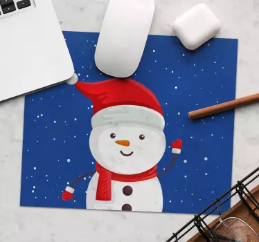 Snehuliak s modrým pozadím originálna podložka pod myš - Tenstickers
