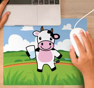 šťastná kreslená krava originálna podložka pod myš - Tenstickers
