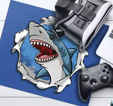Veľká žralok 3d rohož z rybej myši - Tenstickers